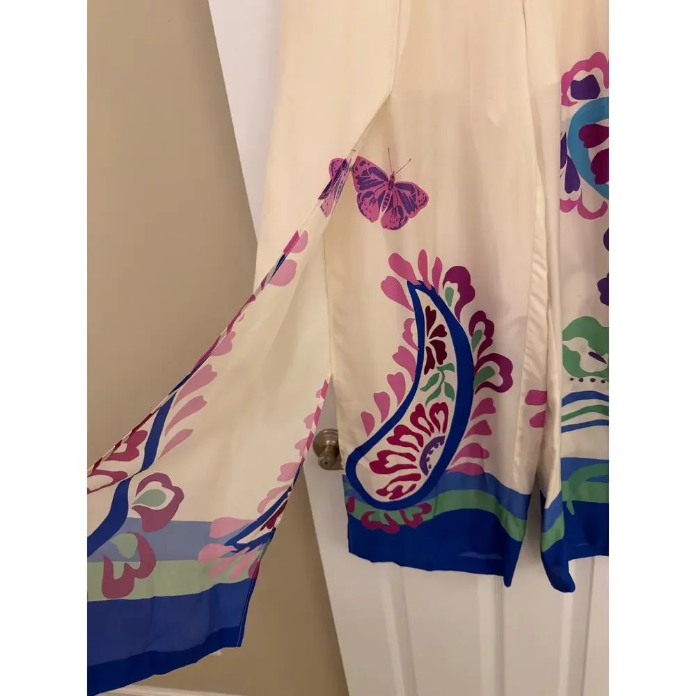 NWOT Johnny Was Jade Luna Wrap Pant Jonis Dream Cream/Blue Sz Large - Picture 4 of 9